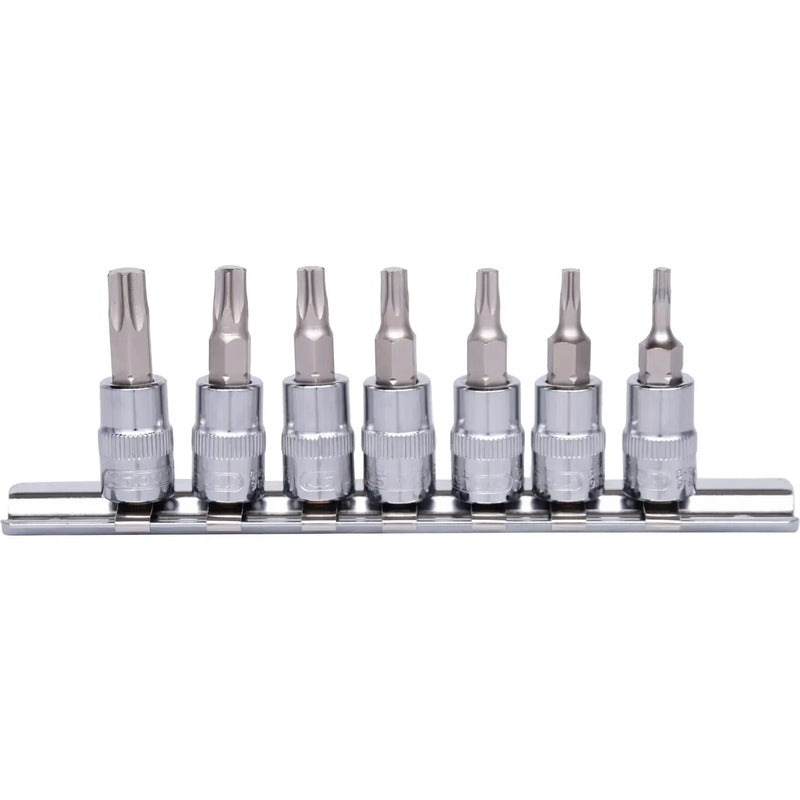 KS Tools Stecknuss-Set 1/4" (6,3 mm) Chrom-Vanadium TORX inkl. Clipleiste 7 -tlg - 4042146356654