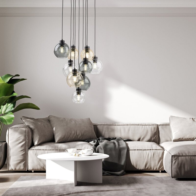 Hängelampe Cubus Mix Deckenleuchte Lampe Ø 58 cm mehrfarbig Glas E27 9 flg - 5906135102471
