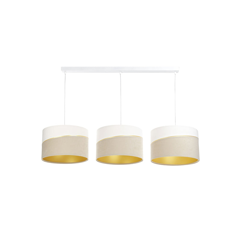 Euluna Hängeleuchte Pendelleuchte Lampe dreiflammig weiß beige gold Leuchte - 5906742032857