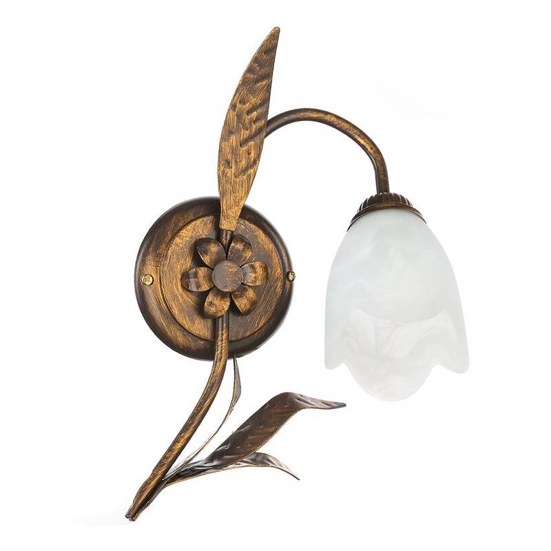ONLI Wandleuchte Sonia LED Wandlampe dimmbar Eisen Glas bronze gold elfenbein - 8030626515260