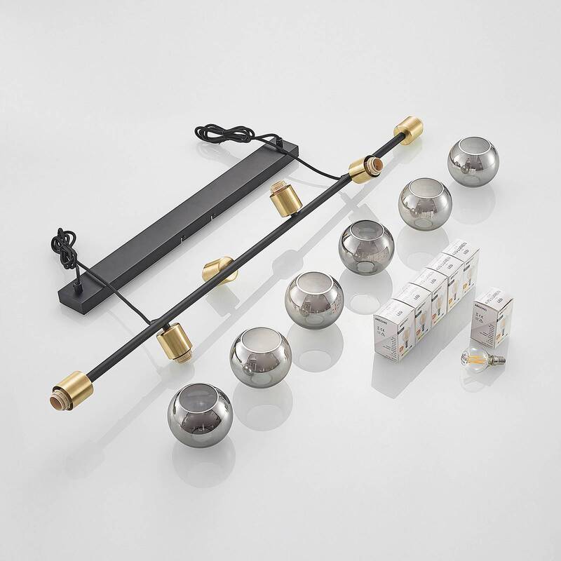 Lindby Biscala LED-Pendellampe Hängelampe Deckenlampe E14 schwarz messing rauch - 4251911720051