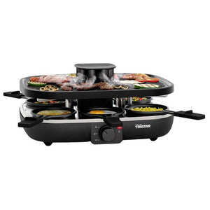 B-Ware Tristar Raclette Grillgerät 6 Pfännchen Clean Air 1100W Schwarz rutschfest