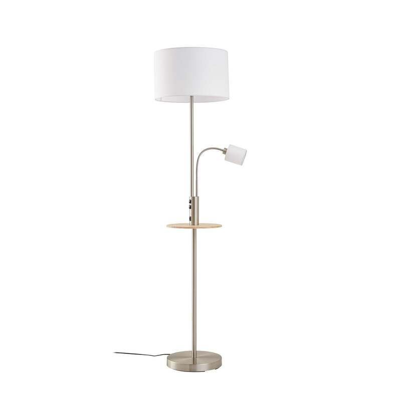 Lindby Stehlampe Aovan USB-Ladestation Ablagefläche E27 E14 nickelfarben Lampe - 4251911702613