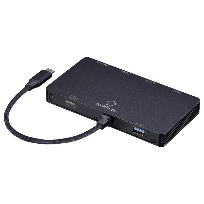 Renkforce USB-C Dockingstation RF-USBHA-550 HDMI 3-fach Power Delivery schwarz - 4064161476391