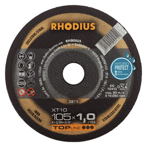 B-Ware Rhodius Trennscheibe Scheibe Metall 105mm XT10 gerade 1mm Bohrung 15mm 25 STÜCK
