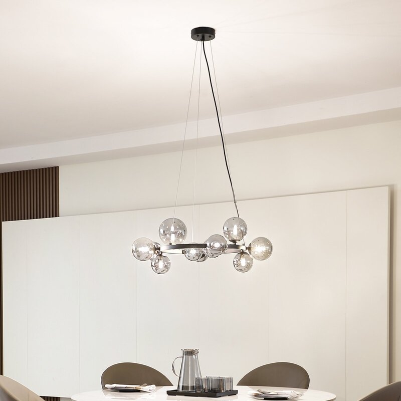 Lucande Hängeleuchte Naelen schwarz/grau 64,3 cm Glas Hängelampe Lampe Leuchte - 4251911778663