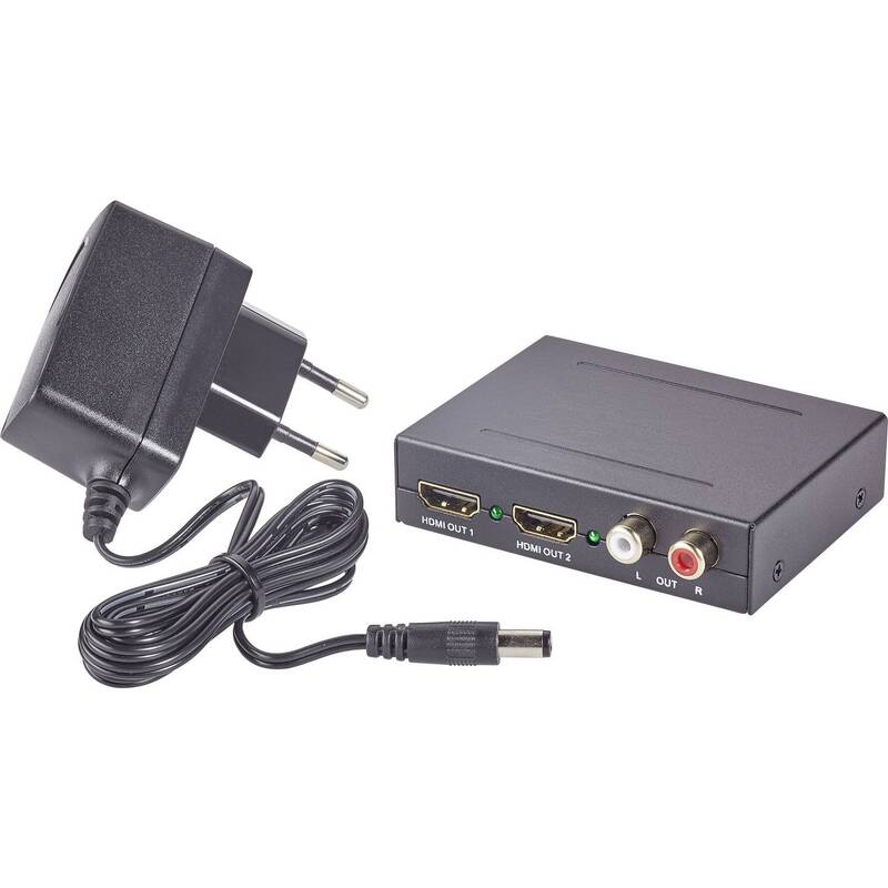 SpeaKa Professional 2 Port Audio Extraktor HDMI - HDMI, Cinch, Toslink Konverter - 4016139054308