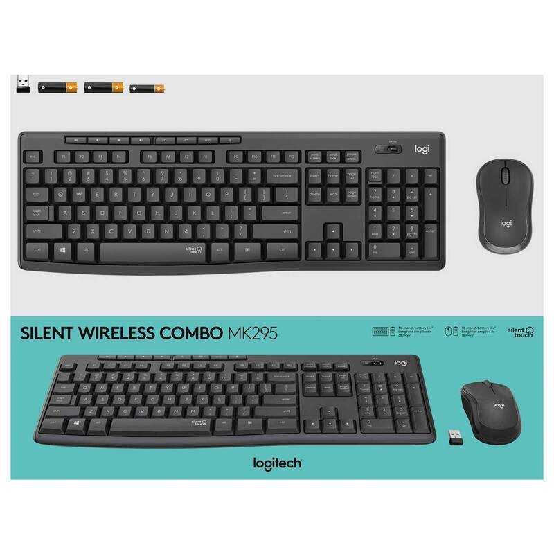 LOGITECH Kabelloses Silent Wireless Combo MK295 QWERTY Tastatur Schwarz - 5099206092433