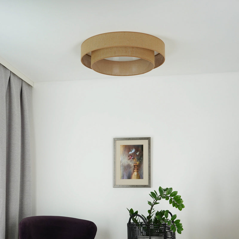 LED Deckenleuchte Lampe Luneta Textil braun Jute Fernbedienung dimmbar 60 cm - 5905317606400