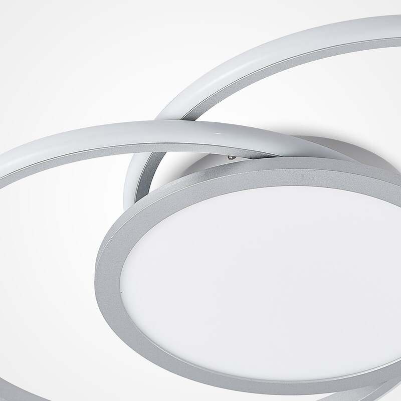 Lucande Deckenlampe LED Senne dimmbar silber Aluminium 63cm Leuchte Licht - 4251096597639