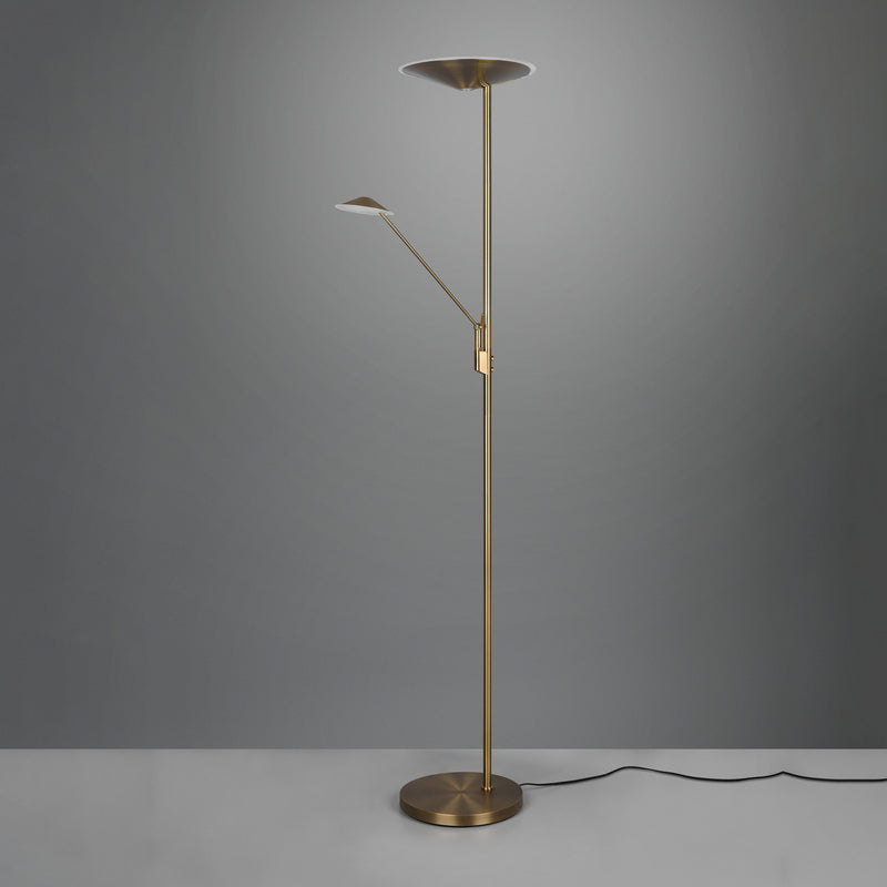LED-Stehleuchte Brantford altmessing dimmbar mit Leseleuchte und Memory-Funktion - 4017807525243