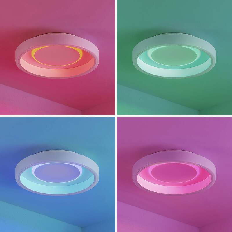 Lindby Deckenleuchte Wikani LED Lampe dimmbar RGB CCT weiß Ø 49 cm Fernbedienung - 4251096599374