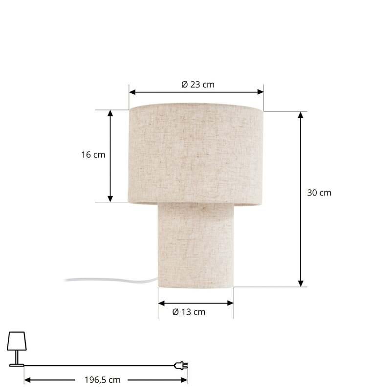 Lindby Tischleuchte Elfie LED Lampe Leuchte beige Textil E27 Ø23cm Höhe 30cm - 4255830906480
