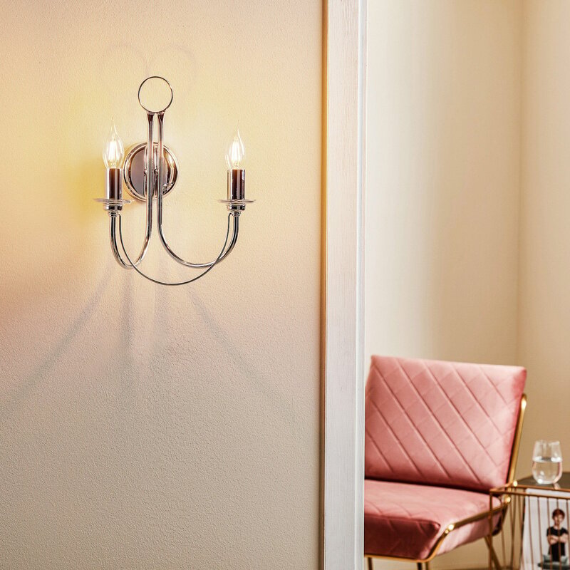Domiluce Wandleuchte Wandlampe Retro chrom Schalter 2-flammig E27 LED Leuchte990 - 5900108019940