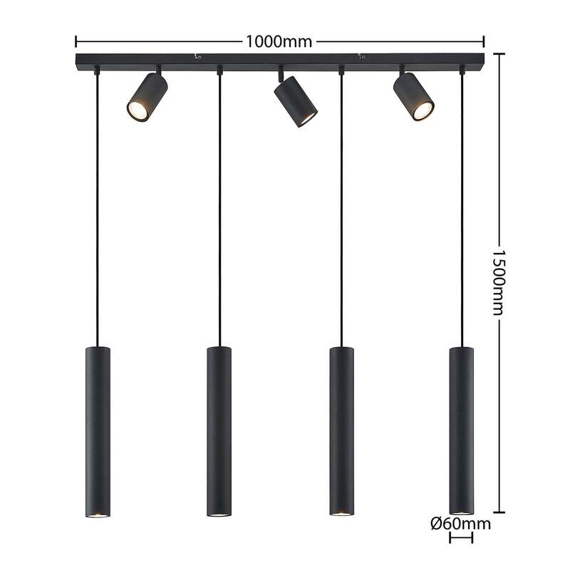 Lindby Sanad Hängeleuchte Hängeleuchte Lampe Leuchte schwarz 7-flammig längl799 - 4251911702897