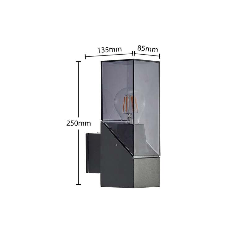 Lucande Außenwandleuchte Fiola anthrazit dimmbar IP54 25cm Wandleuchte Leuchte - 4251096582246
