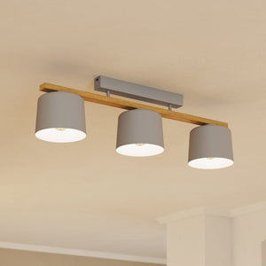 B-Ware Eglo Deckenleuchte Lampe Mariel 3-flammig hellgrau holz natur Leuchte Spot