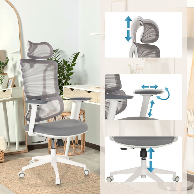 MyBuero Bürostuhl Drehstuhl ERGOMY W Schreibtischstuhl Netzstoff Grau Stuhl Sitz - 4064323038801