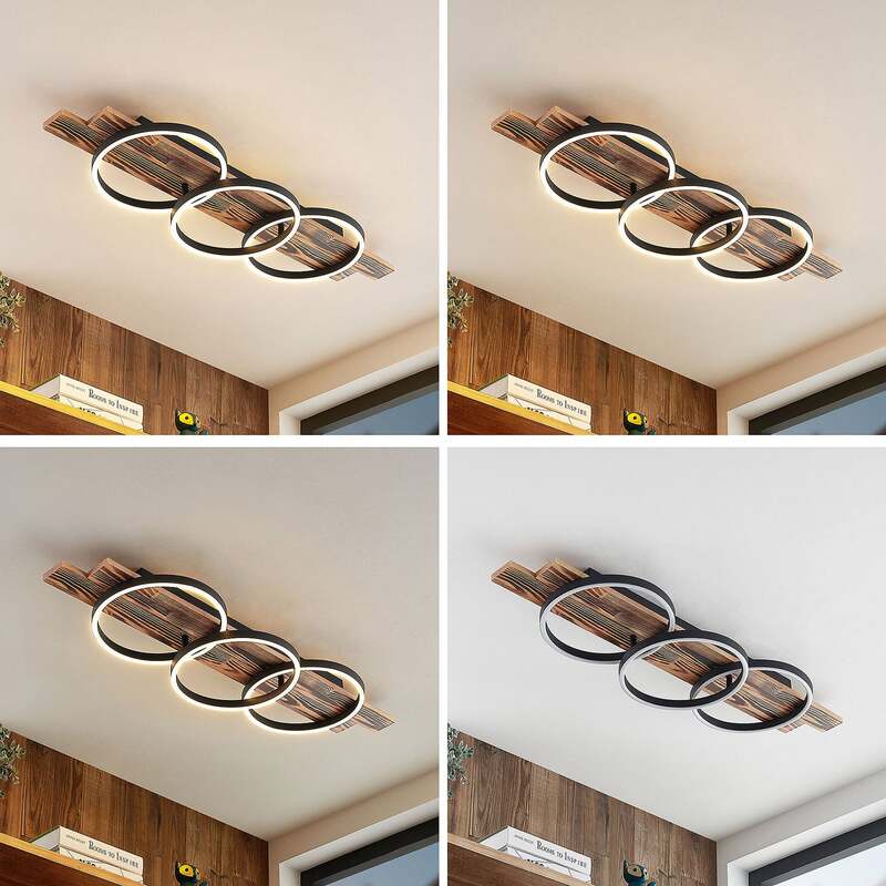 Lindby Deckenleuchte Sentoa LED Lampe Holz dimmbar warmweiß 3000K 100cm lang - 4251911728095