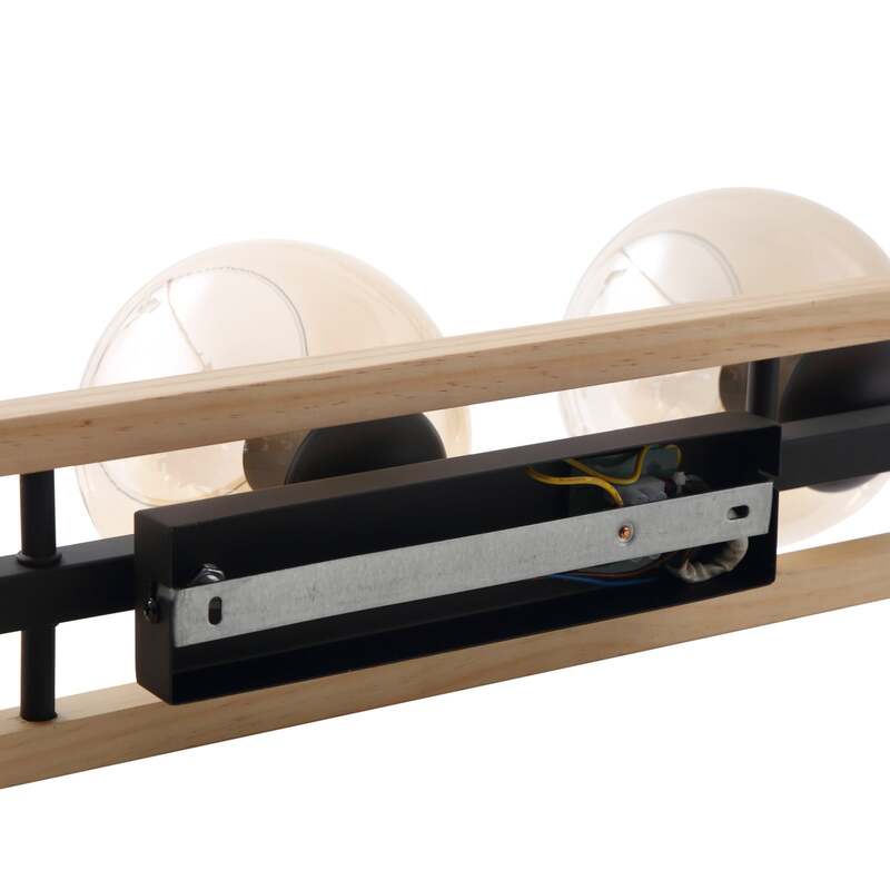 Lindby Deckenlampe Enrique LED 3-flammig Hängeleuchte Lampe amber Holz Glas - 4251911774856