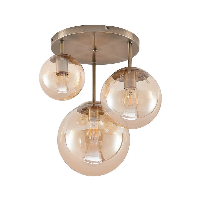 Lindby Teeja Deckenlampe 3 Glaskugeln messing Deckenlampe Glaslampe Lampe Glas - 4251911746037
