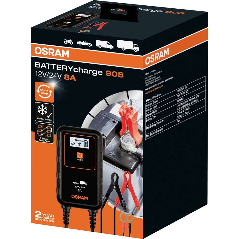 Osram Automotive Automatikladegerät Ladegerät 12V 24V 4A 8A IP65 Akkutest - 4052899620544