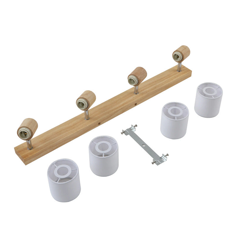 Lindby Deckenstrahler Wanessa 67cm 4-flg Holz weiß E14 dimmbar IP20 - 9624711
