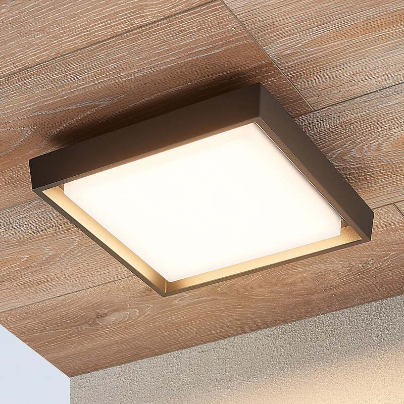 Lucande Deckenleuchte Außenlampe LED Birta dunkelgrau Aluminiumdruckguss IP54 - 4251096556087