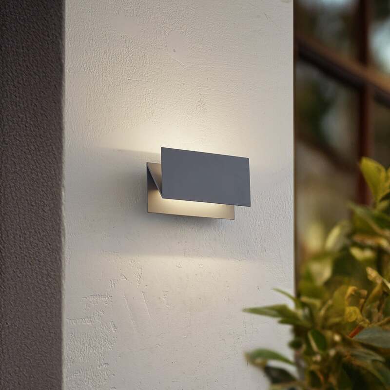 Lucande LED-Außenwandleuchte Meja grau 27cm IP54 Aluminium 13W 1600lm - 4251911798449