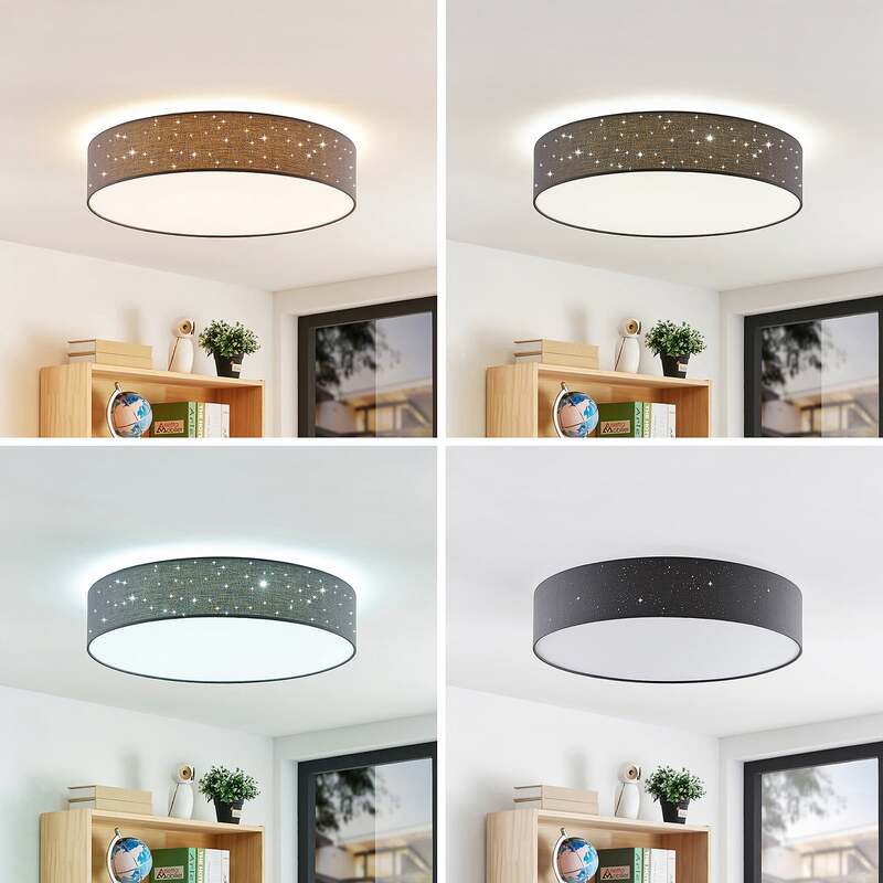 Lindby Deckenlampe Ellamina LED Lampe dimmbar anthrazit Ø60cm mit Fernbedienung - 4251096586602