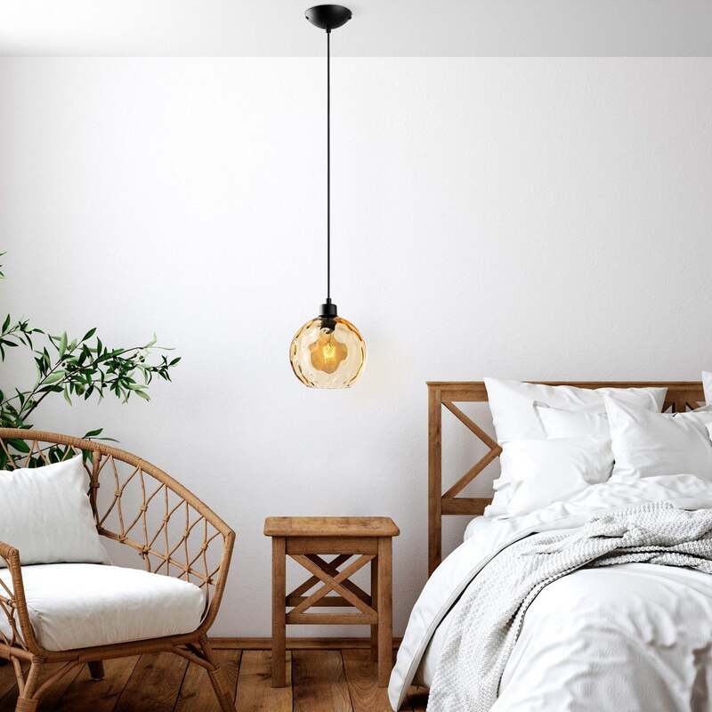 Opviq Pendelleuchte Hängelampe Benek Glas gelb getönt Lampe Beleuchtung - 8684283472055