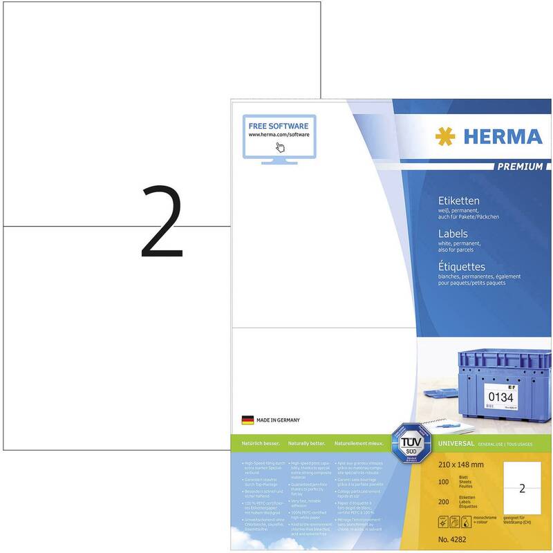 Herma 4282 Universal-Etiketten Aufkleber Etiketten Weiß 210 x 148 mm 4 STÜCK - 4008705042826