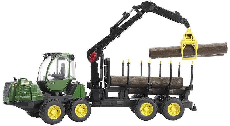 Bruder John Deere Rückezug mit 4 Baumstämmen und Holzgreifer Spielzeug Auto - 4001702021337