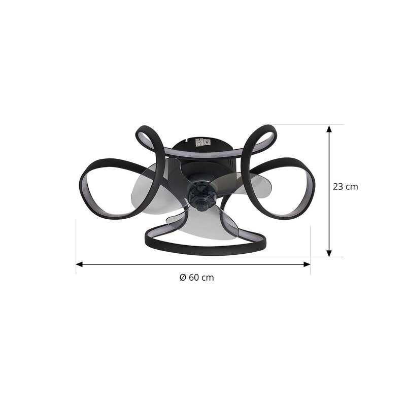 Lindby Deckenleuchte Ventilator Lomata LED dimmbar Lampe schwarz Ø60cm 23cm - 4251911780093