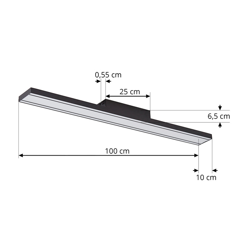 Lucande Deckenleuchte Leicy LED Lampe dimmbar schwarz 100x10cm RGB CCT 1770lm - 4251911766349