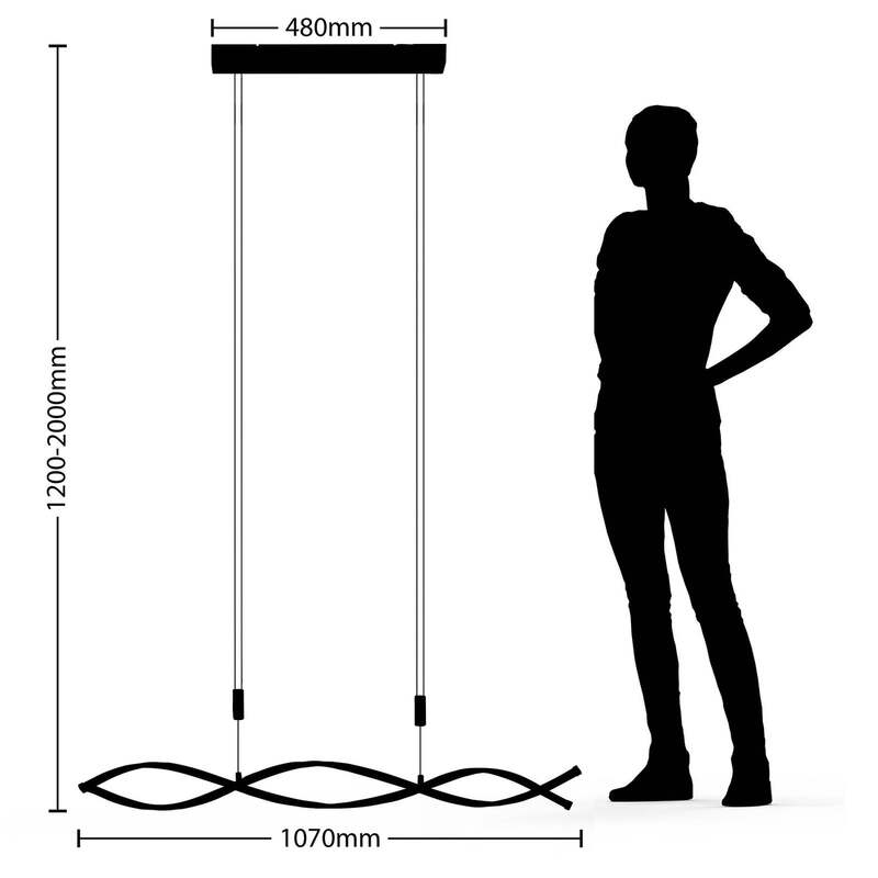 Lindby Hängeleuchte Pendelleuchte Welina LED dimmbar schwarz 107cm verstellbar - 4251096597257