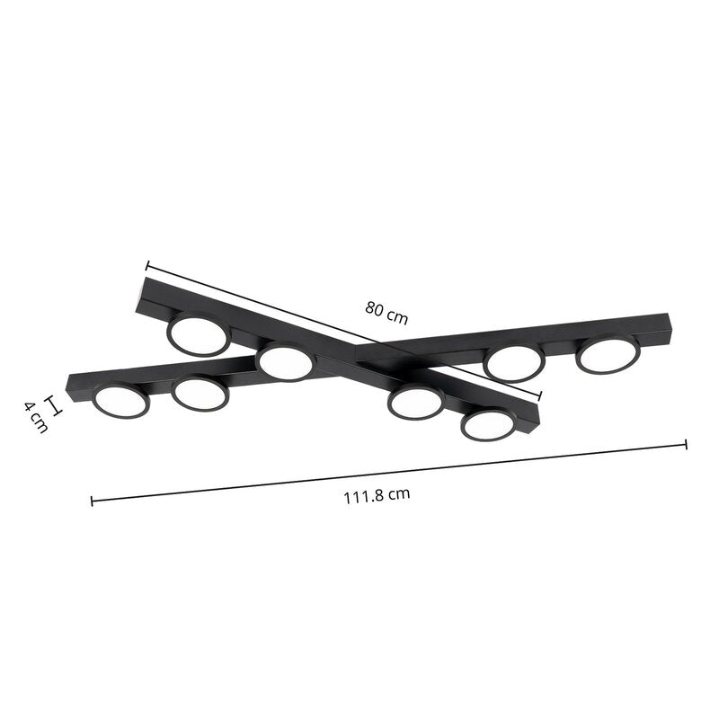 Lucande Deckenleuchte Kellino schwarz 8-flammig GU10 Deckenlampe Lampe Leuchte - 4251911756678