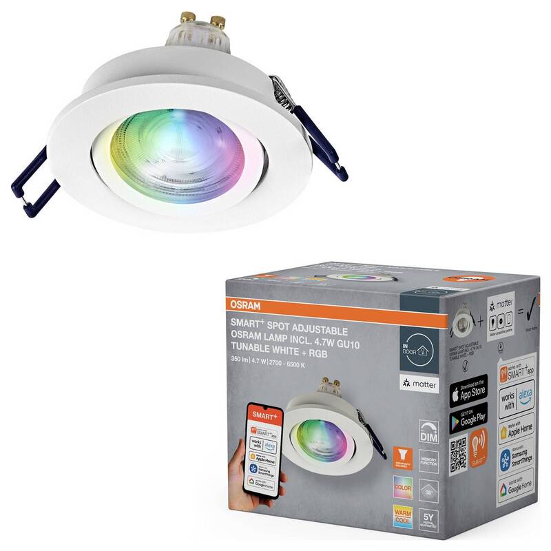 OSRAM Deckenstrahler Spot LED GU10 weiß Smart Steuerung App 2700K 8,5cm Strahler - 4058075853737