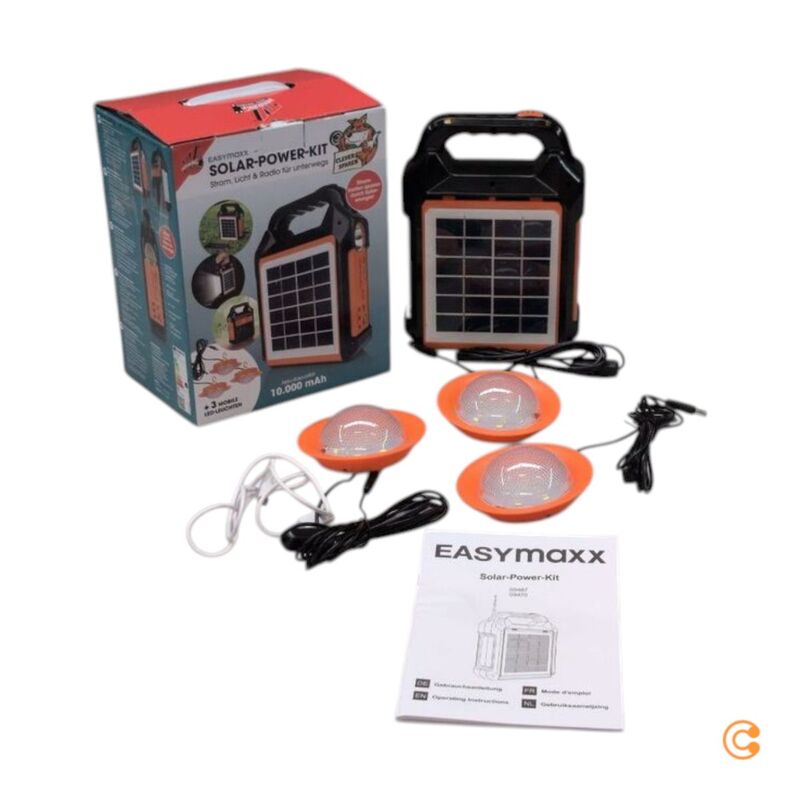 easymaxx Solar-Powerbank 10000mAh Akku Solar-Generator Kit schwarz mobil - 4052926094676