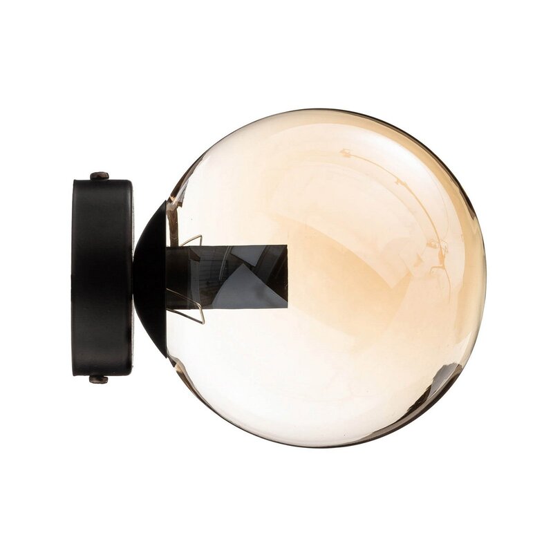 Wandleuchte Glassy schwarz amber Glas E14 Ø 14 cm Wandlampe Lampe Leuchte Spot - 5901738918948