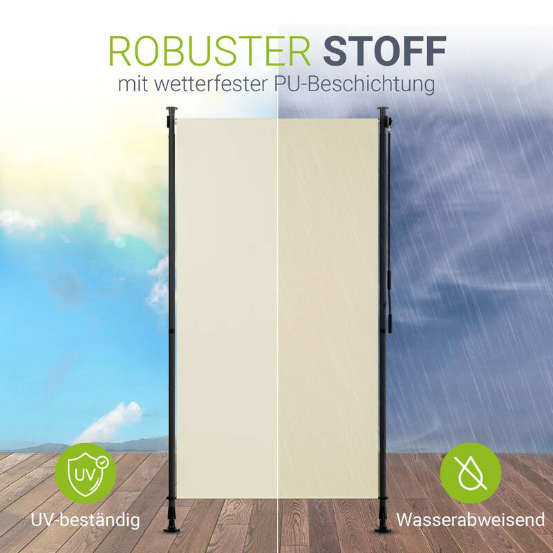 Senkrechtmarkise Barbados 100x310 cm Sichtschutz beige UV-beständig verstellbar - 4262437183794