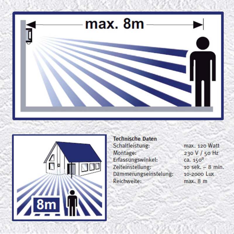 CMD Außenwandleuchte Legendo mit Bewegungsmelder IP44 anthrazit 28x28cm 2x60W - 4260045640258