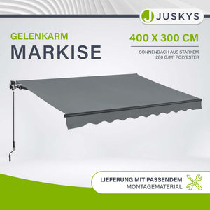 B-Ware Gelenkarmmarkise Kurbelmarkise grau beige Markise für Terrasse Balkon 400x300cm