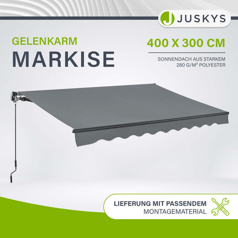 Gelenkarmmarkise Kurbelmarkise grau beige Markise für Terrasse Balkon 400x300cm - 4262437183480