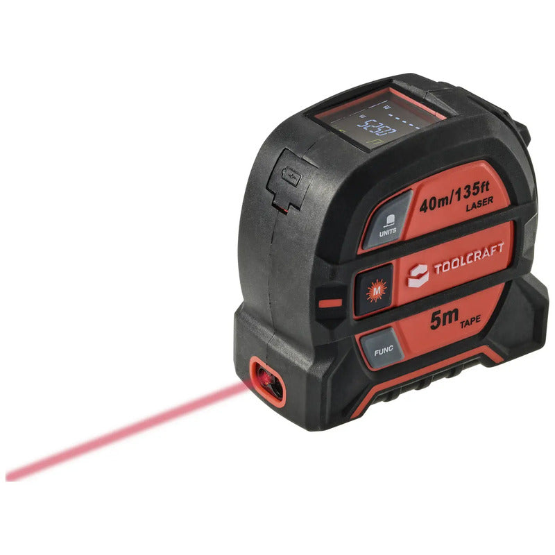 TOOLCRAFT 2 in 1 Laser-Entfernungsmesser maximal 40 m Maßband Entfernungsmesser - 4064161259000