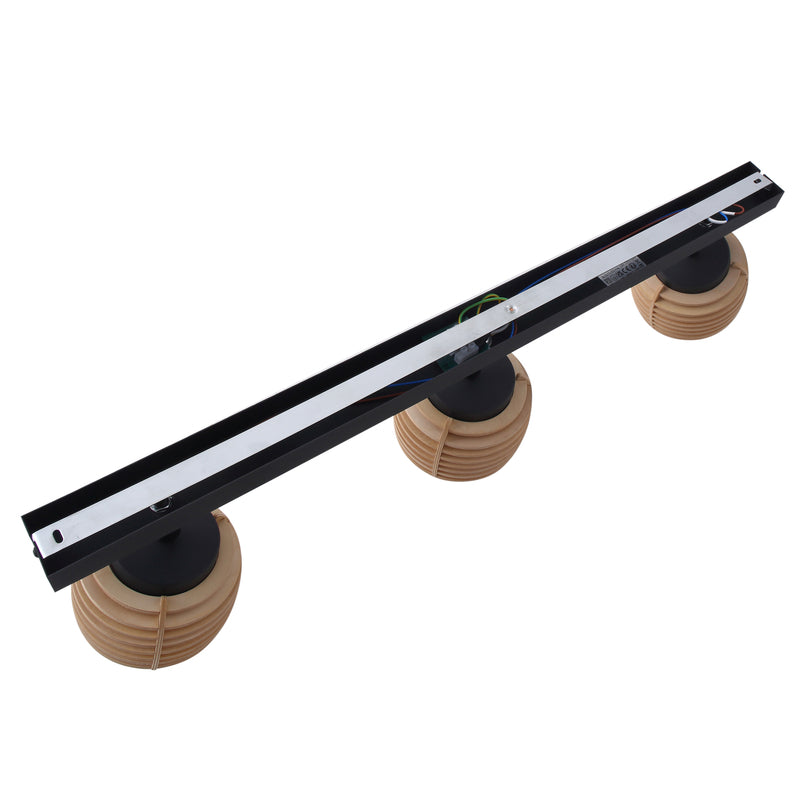 Lindby Deckenleuchte Ediz, 3-flammig GU10 Holz 73 cm lang Deckenlampe Lampe Spot - 4251911777338