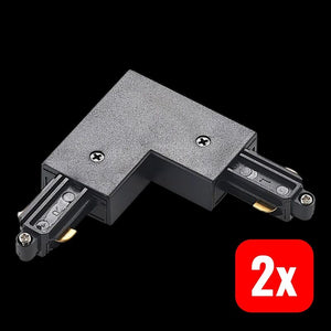 2x B-Ware Lindby Eckverbinder Linaro schwarz 1-Phasen-System 6,5x6,5 cm Kunststoff