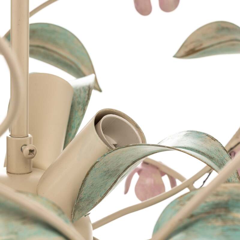 Deckenlampe BUTTERFLY LED 3-flammig dimmbar creme grün rosé Ø 64 cm Edelstahl - 5907565962871