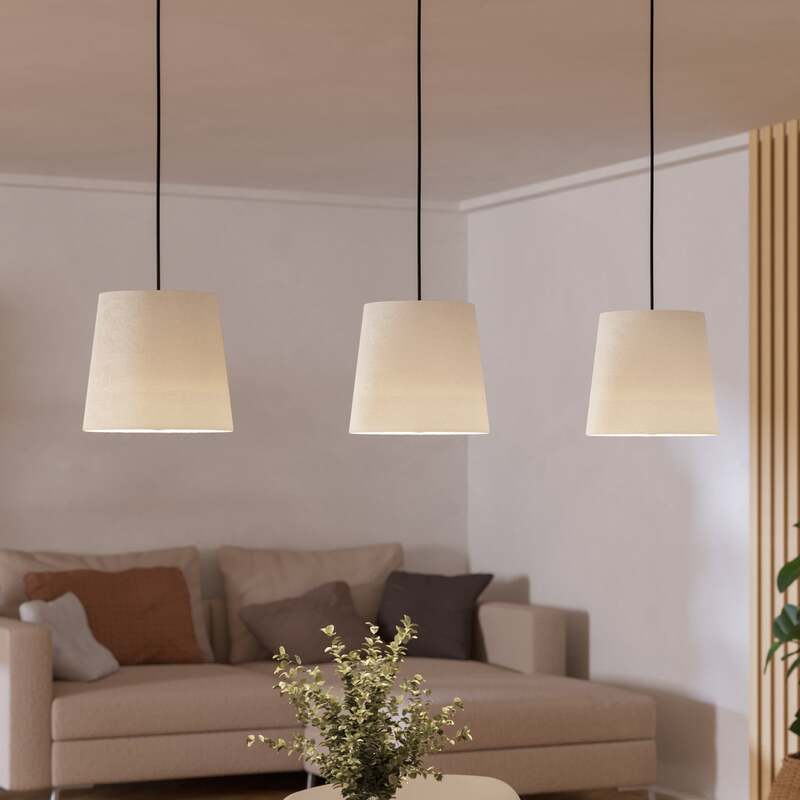 EGLO Hängeleuchte Febres Hängelampe Leuchte Lampe Länge 88cm schwarz/weiß 3-flg. - 9008606312795