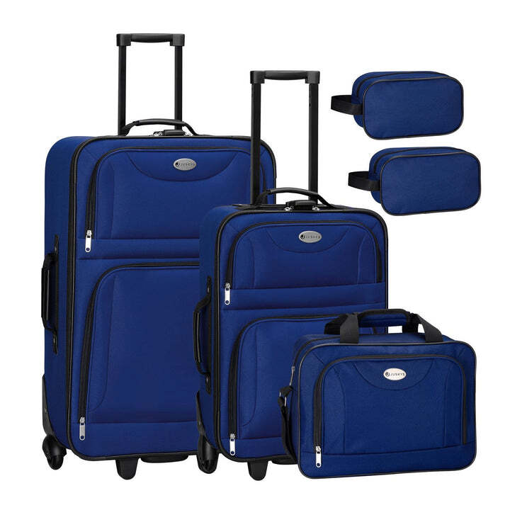 Reise Trolley Kofferset Athen 5-teilig 2 Trolleys Umhängetasche Set blau - 4260565527619